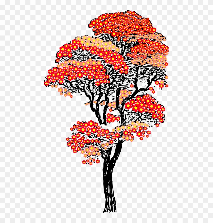 Free Red Aifowers Tree - Cherry Blossom Tree Clipart #421359