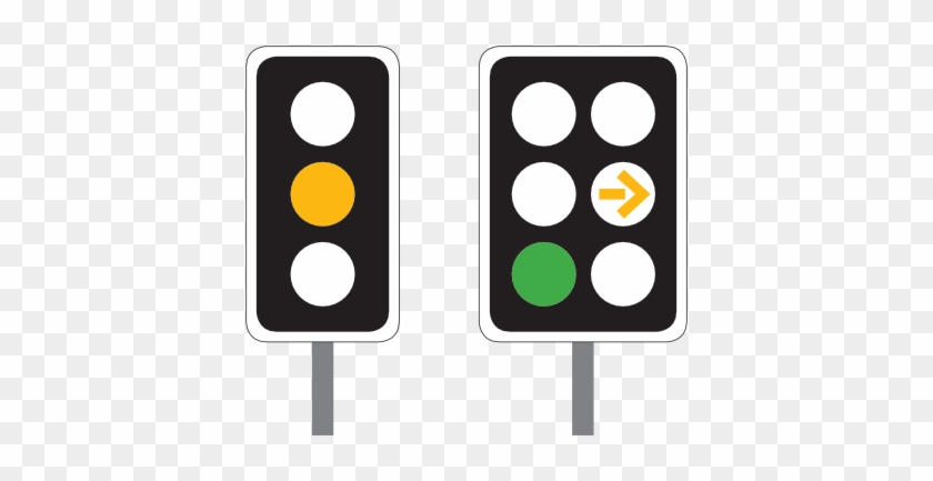 A Driver Approaching Traffic Lights Showing A Yellow - Alt Attribute #423316
