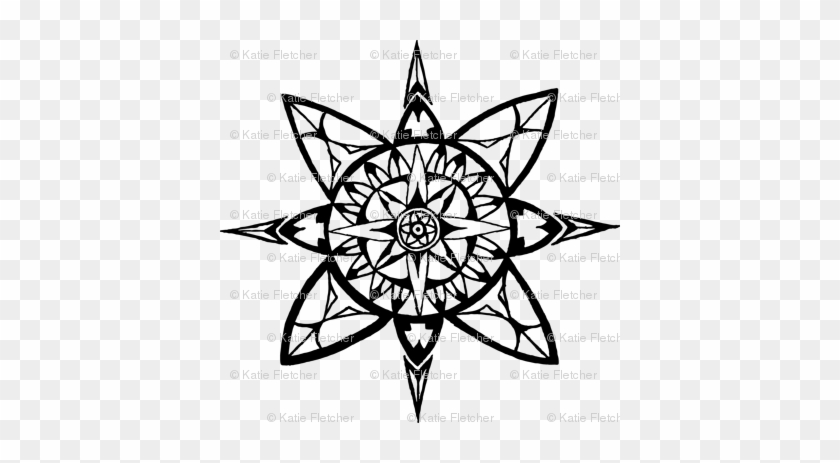 Compass Rose Back - Circle Coloring Pages For Adults #425255