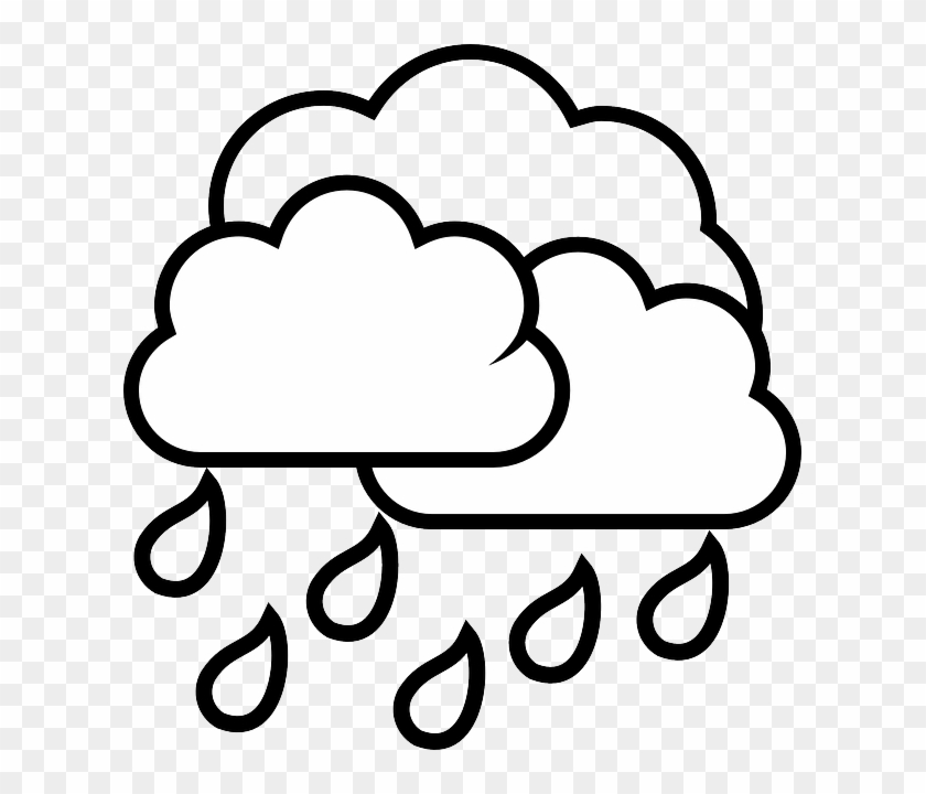 Weather Cloud, Raindrops, Rain, Weather - Black And White Rain Cloud #426996