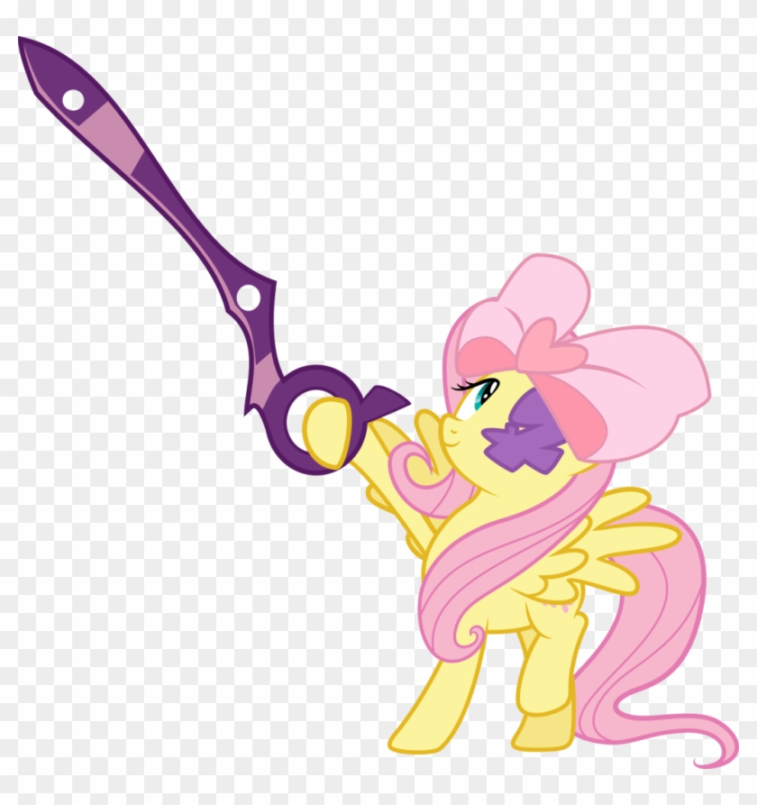 Fluttershy W/ Ribbon, Eye Patch And 1/2 Scissors By - Mlp Fluttershy Eyes #428629