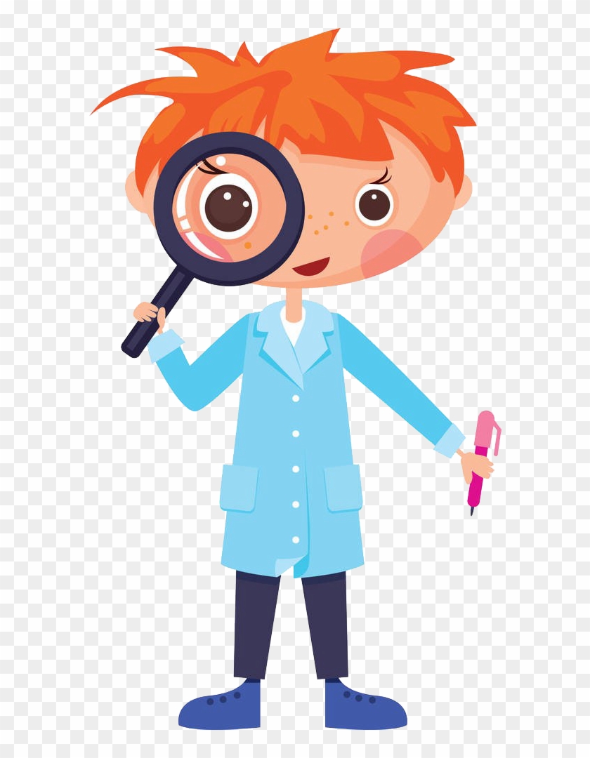 Scientist Cartoon Illustration - Scientist Magnifying Glass #430199