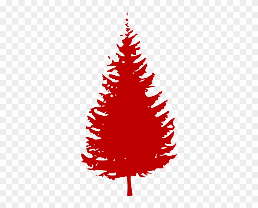 Red Evergreen Tree Clip Art At Clker - Pine Tree Silhouette Vector #431869
