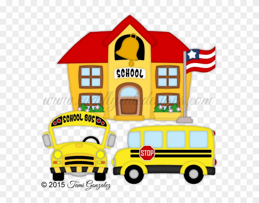 School And School Bus - School And School Bus #432637