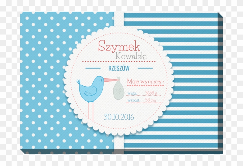 Metryczka Dziecięca Z Niebieskim Bocianem Blue Baby - Paper #432644