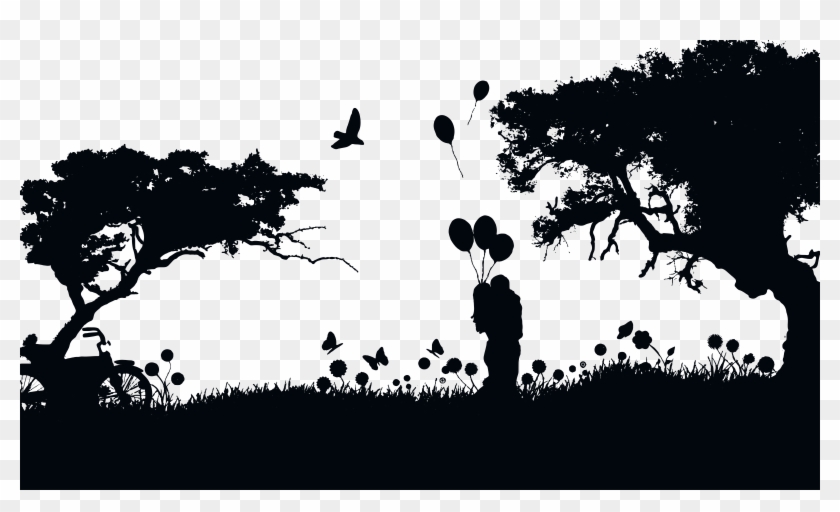 Silhouette Clipart Landscape - Schmetterlinge Im Bauch Haben #436298