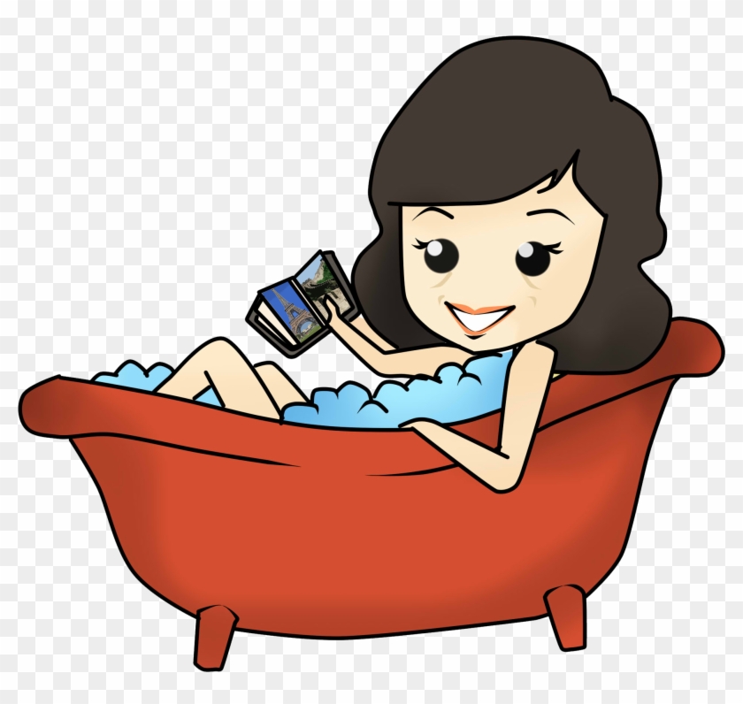 Brunette Cartoon Women In Bathtub - Bathtub #438198