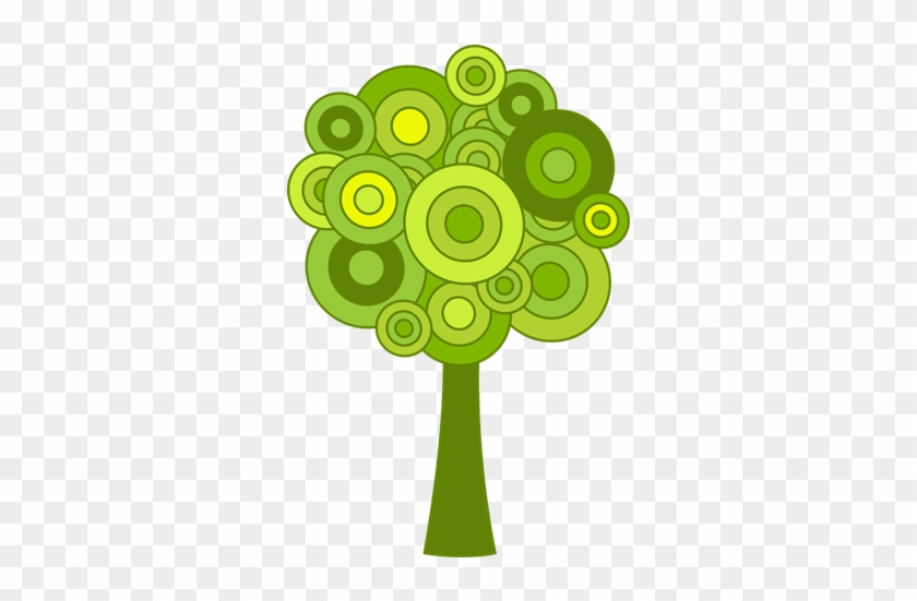 Vinilo Decorativo Árbol Verde Con Copa Circular - Vector #439876