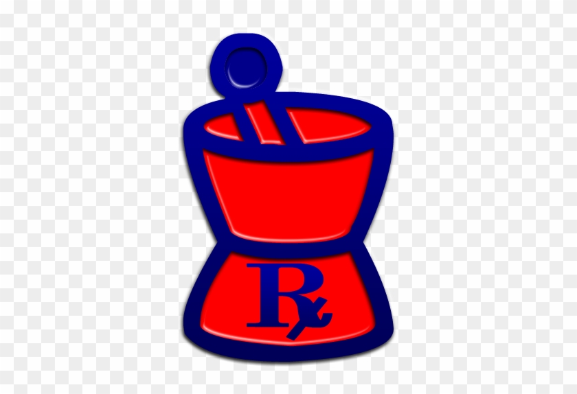 Mortar & Pestle Rx Symbol Blue Red - Mortar & Pestle Rx Symbol Blue Red #446154