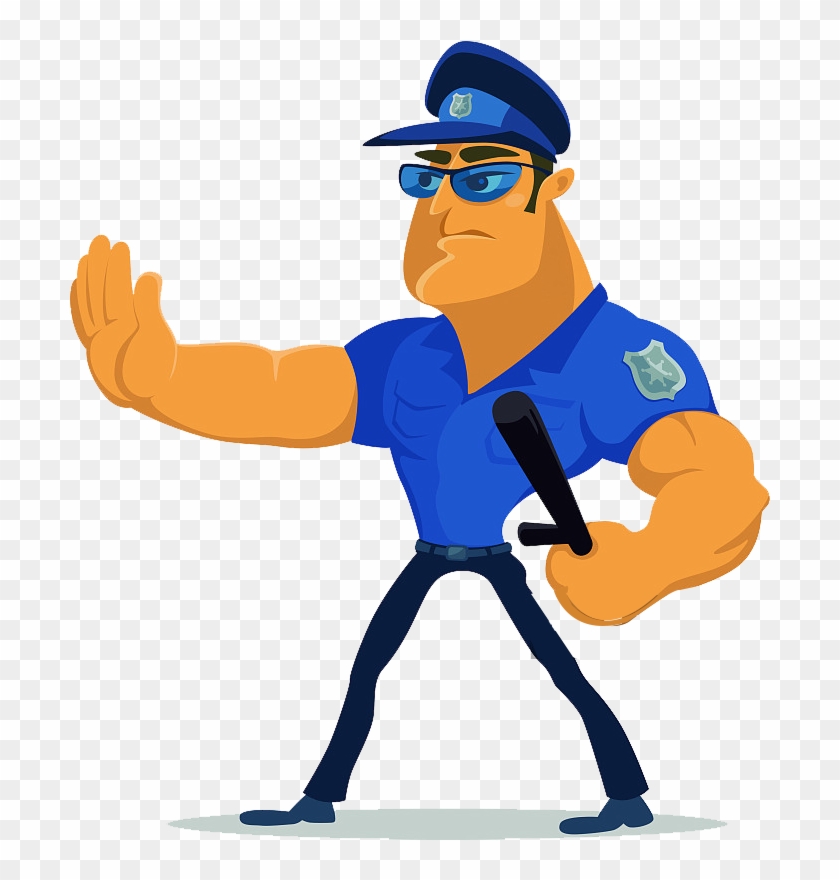Police Officer Security Guard Illustration - Angry Security Guard Cartoon #447343