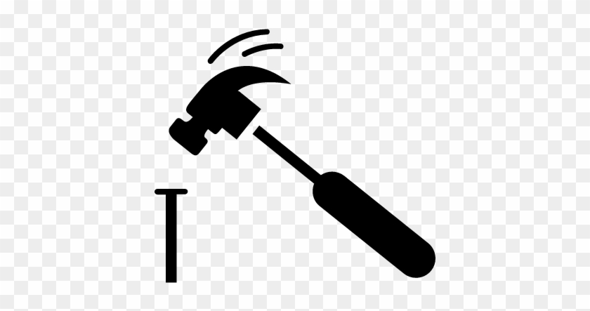 Hammer Nailing A Nail Vector - Hammer And Nail Png #453309